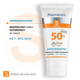 PHARMACERIS S BEZPIECZNY KREM OCHRONNY SPF 50+ DO TWARZY DLA DZIECI OD CHWILI NARODZIN  100% FILTRÓW MINERALNYCH 50 ML